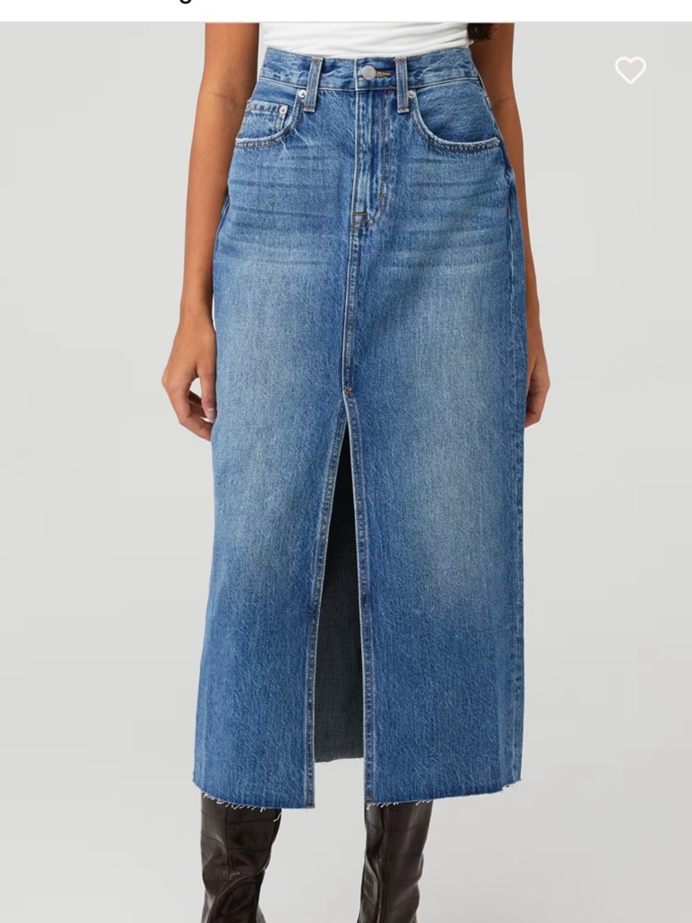 pistola Blue Denim Midi Skirt with Center Front Slit